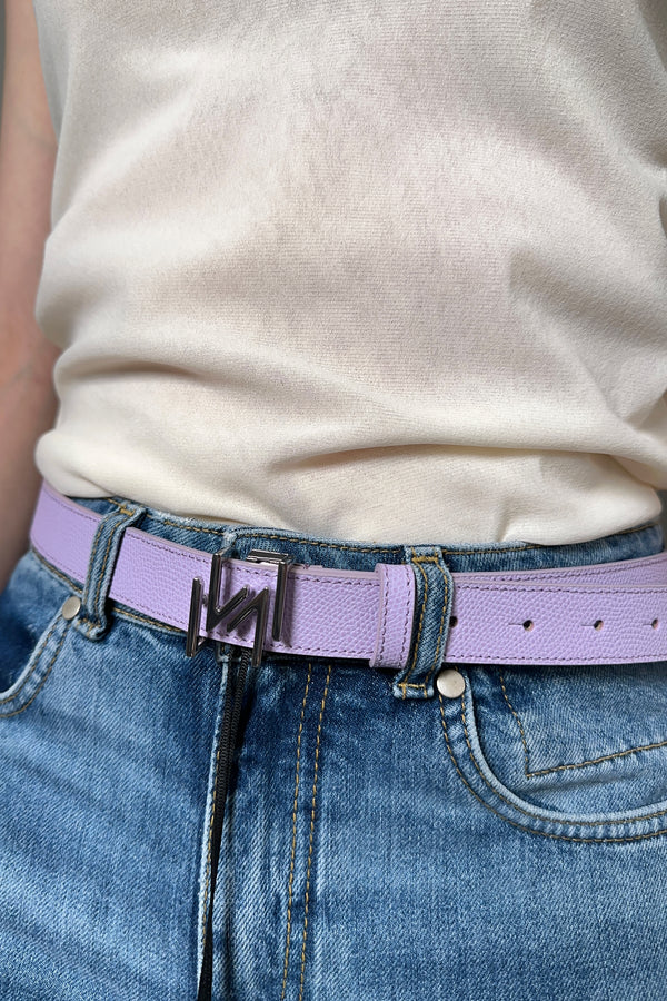 Marella Pebble Leather Belt in Lilac - Ashia Mode