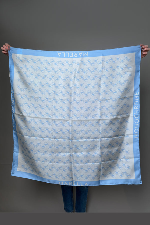 Marella Printed Silk Scarf in Light and Dark Blue - Ashia Mode