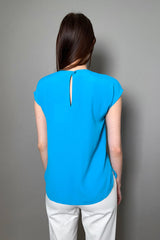 Marella Crepe Top with Gold Chain Detail in Blue - Ashia Mode