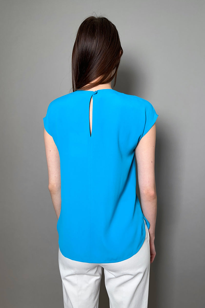 Marella Crepe Top with Gold Chain Detail in Blue - Ashia Mode