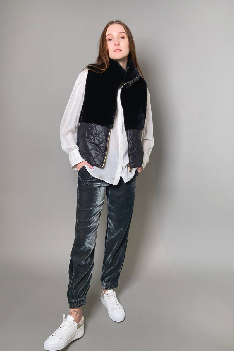 Marella Velvet Joggers in Slate - Ashia Mode