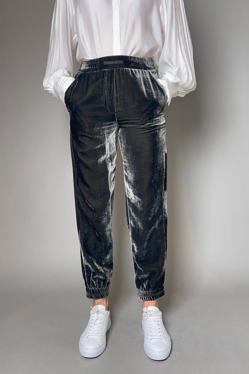 Marella Velvet Joggers in Slate - Ashia Mode