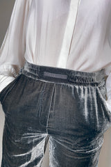Marella Velvet Joggers in Slate - Ashia Mode