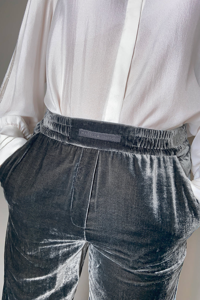 Marella Velvet Joggers in Slate - Ashia Mode