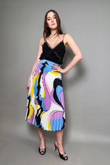 Marella Patterned Pleated Midi Skirt in Multi-Colour - Ashia Mode