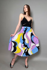 Marella Patterned Pleated Midi Skirt in Multi-Colour - Ashia Mode