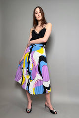 Marella Patterned Pleated Midi Skirt in Multi-Colour - Ashia Mode