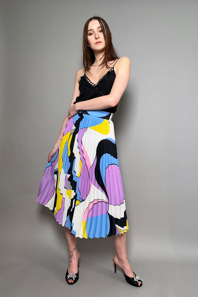 Marella Patterned Pleated Midi Skirt in Multi-Colour - Ashia Mode
