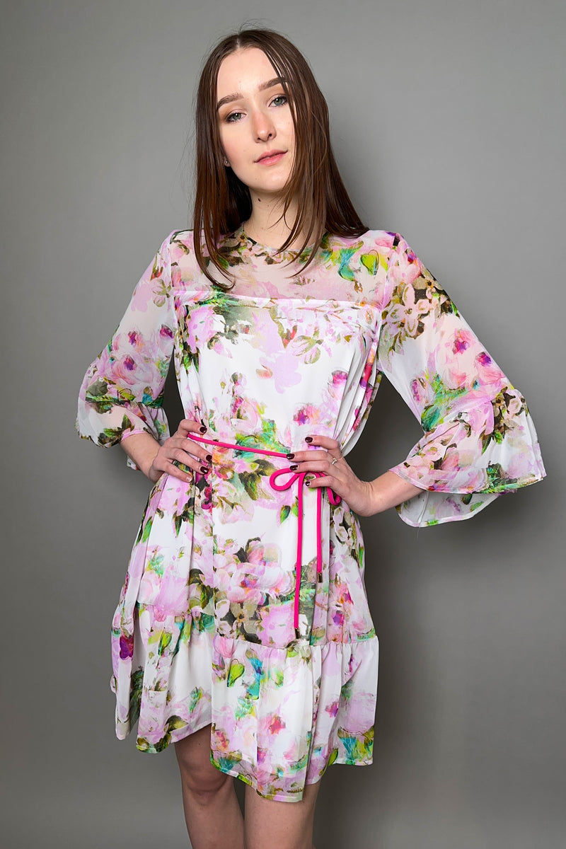 Marella Floral Dress with Ruffles in Pink - Ashia Mode