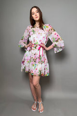 Marella Floral Dress with Ruffles in Pink - Ashia Mode