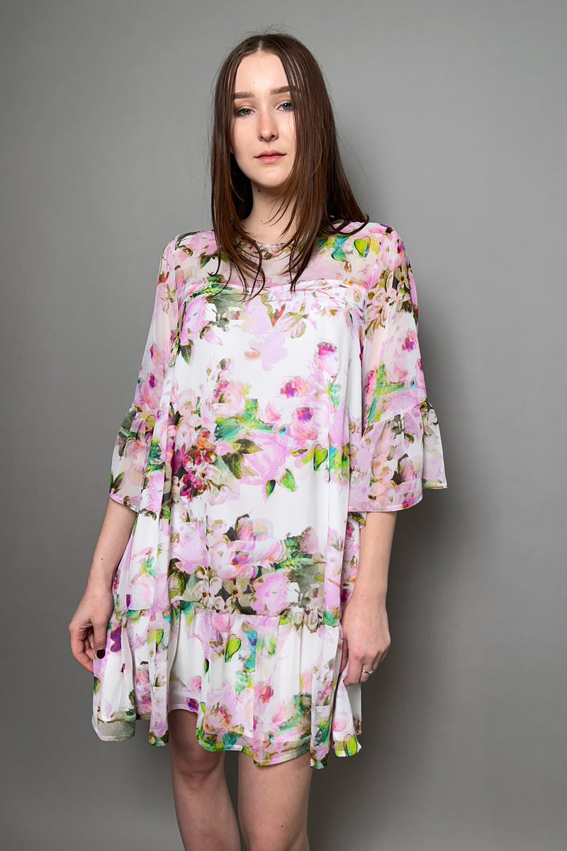 Marella Floral Dress with Ruffles in Pink - Ashia Mode
