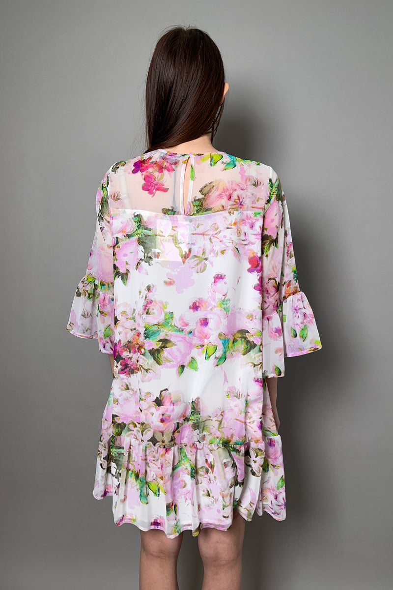 Marella Floral Dress with Ruffles in Pink - Ashia Mode