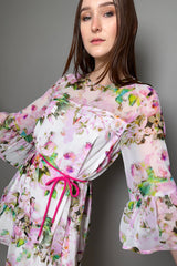 Marella Floral Dress with Ruffles in Pink - Ashia Mode