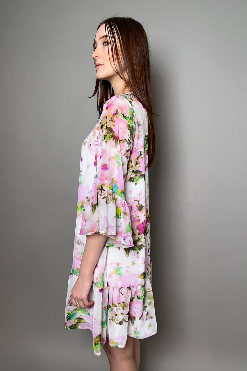 Marella Floral Dress with Ruffles in Pink - Ashia Mode