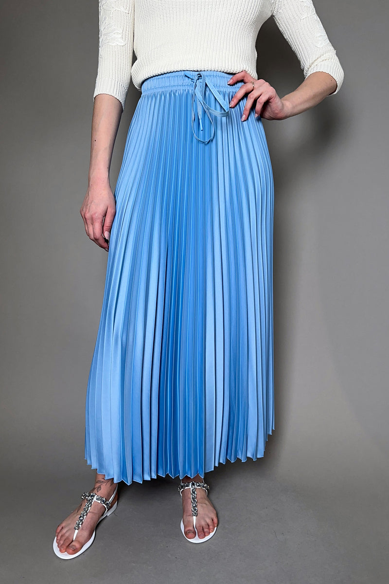 Marella Monochrome Pleated Skirt in Sky Blue - Ashia Mode
