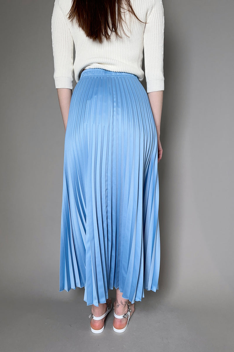 Marella Monochrome Pleated Skirt in Sky Blue - Ashia Mode