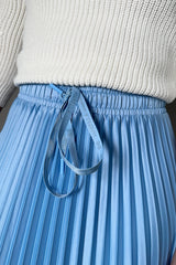Marella Monochrome Pleated Skirt in Sky Blue - Ashia Mode