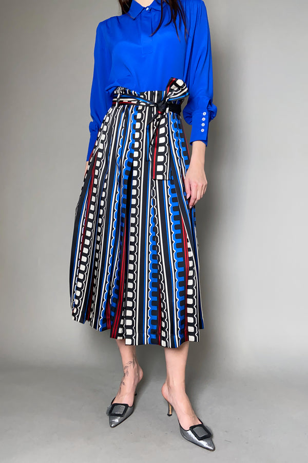 Marella Abstract Pattern Wide Leg Cropped Pants - Ashia Mode