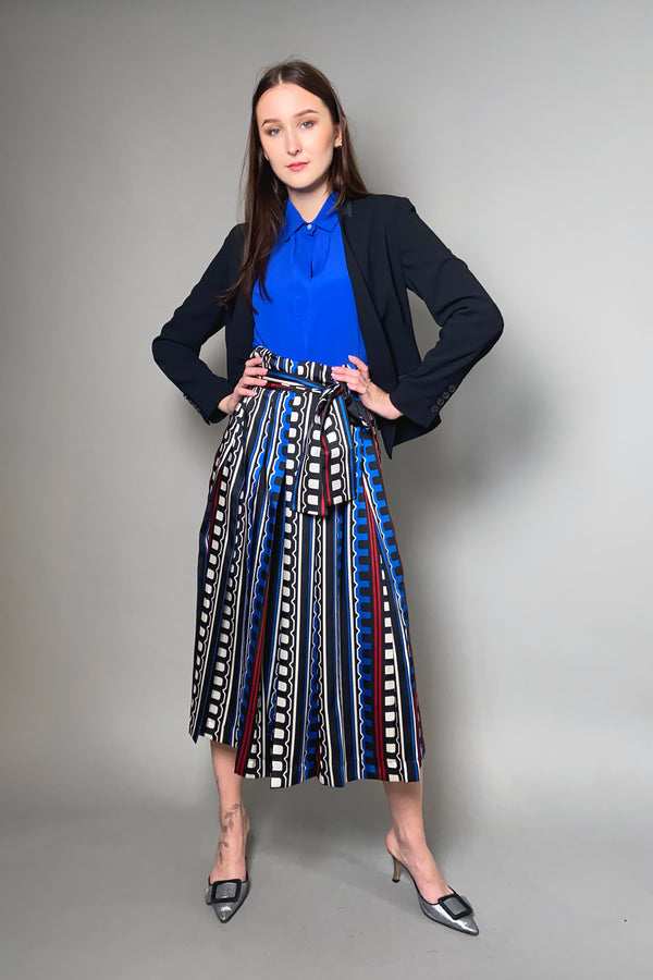 Marella Abstract Pattern Wide Leg Cropped Pants - Ashia Mode