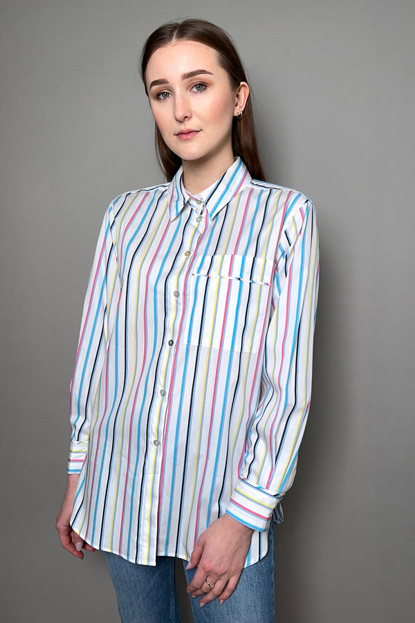 Marella Poplin Shirt with Multicolour Stripes - Ashia Mode