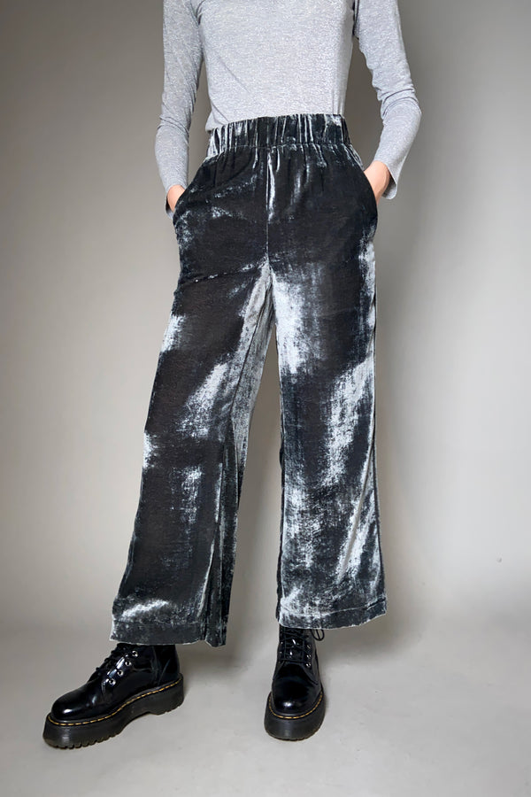 Marella Wide Velvet Pants in Slate - Ashia Mode