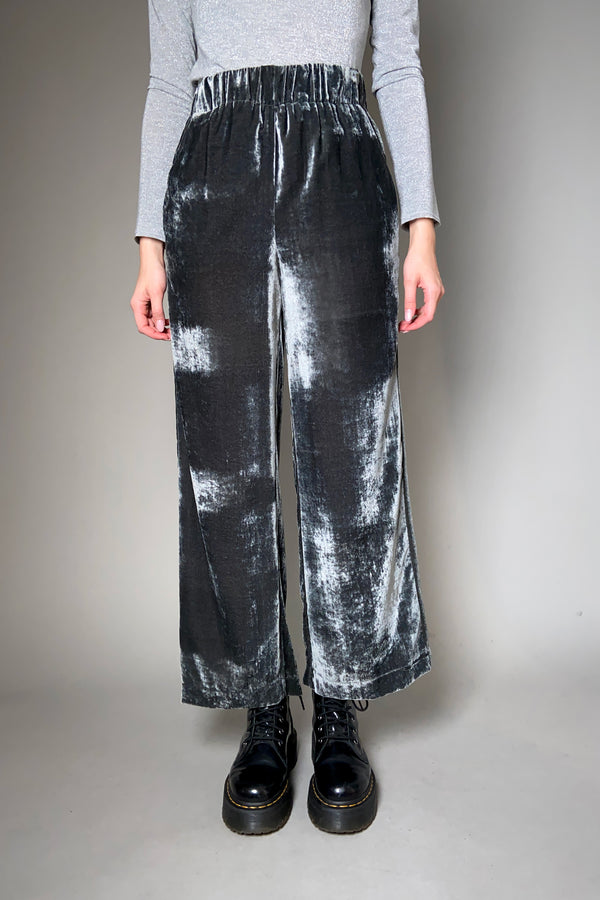 Marella Wide Velvet Pants in Slate - Ashia Mode