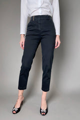 Peserico Cropped Denim Cigarette Pants in Black - Ashia Mode