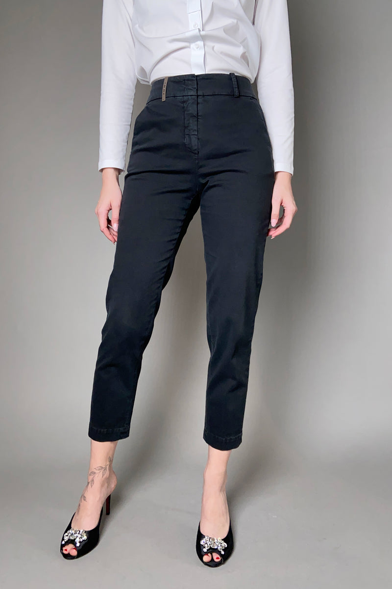 Peserico Cropped Denim Cigarette Pants in Black - Ashia Mode