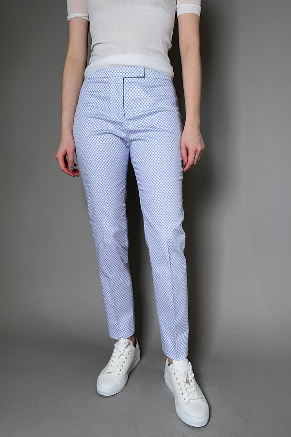 Peserico Stretchy Cotton Pants with Light Blue Polka Dots - Ashia Mode