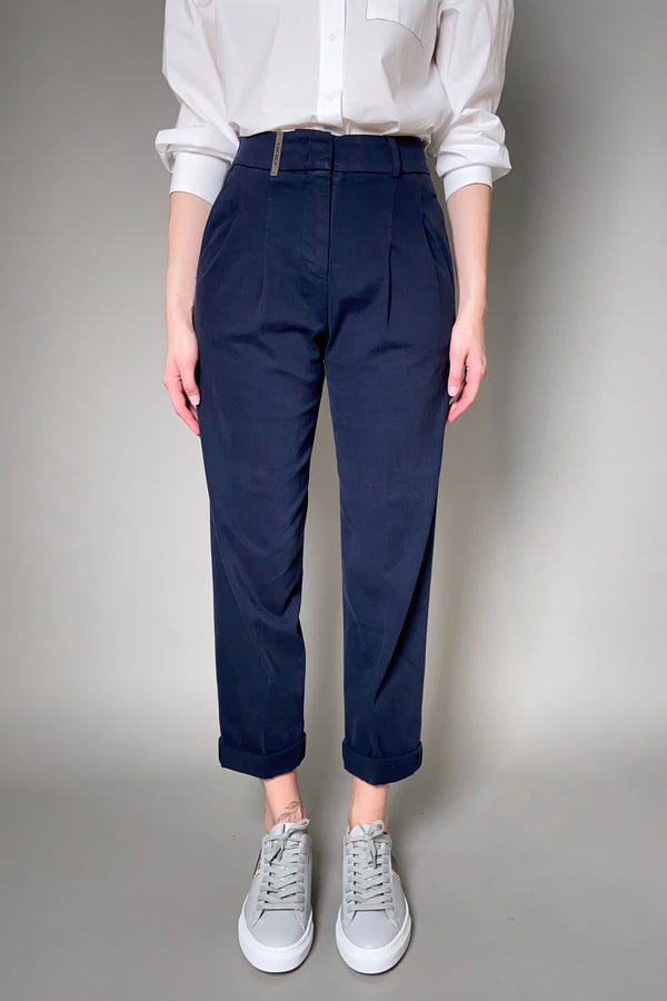 Peserico Cotton Chino Pants in Navy - Ashia Mode