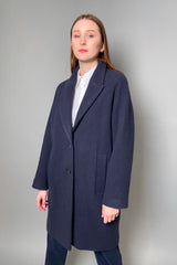 Peserico Navy Wool Overcoat with Subtle Sparkle- Ashia Mode- Vancouver, BC