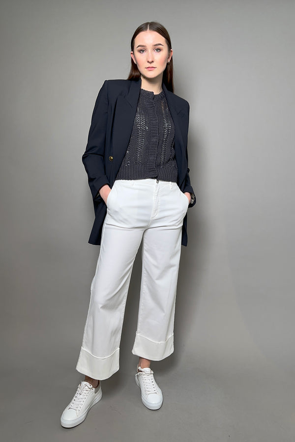 Peserico Open Knit Cardigan with Subtle Sequins in Navy - Ashia Mode