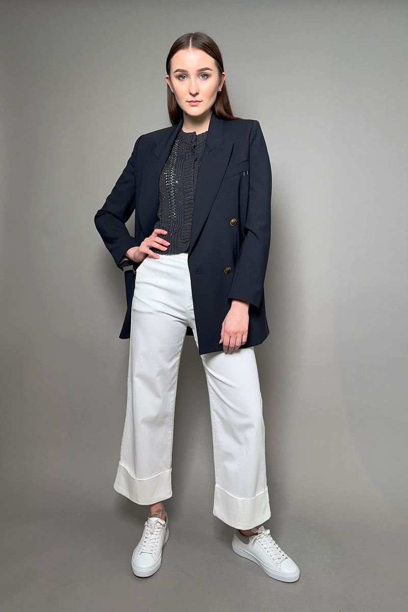 Peserico Open Knit Cardigan with Subtle Sequins in Navy - Ashia Mode