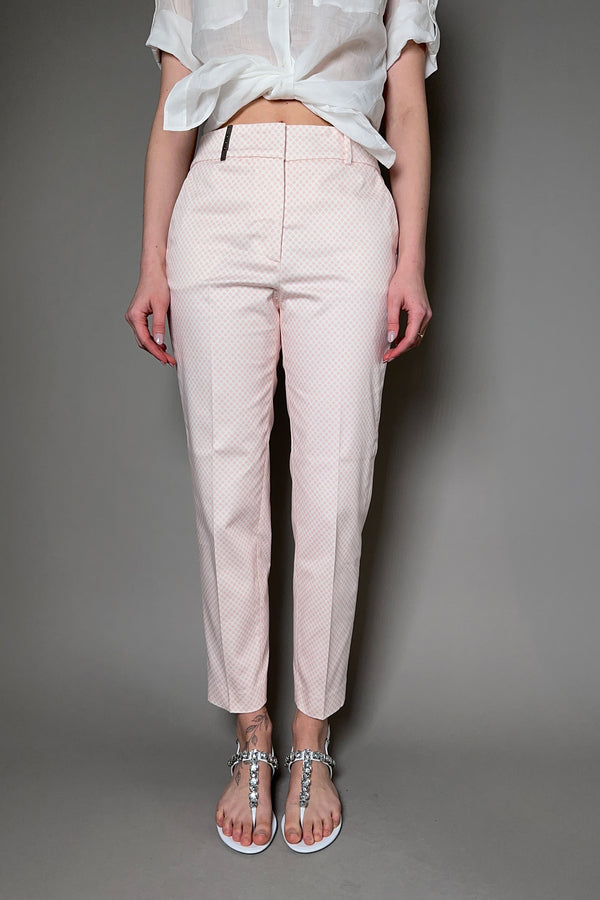Peserico Cotton Trousers with Pink Polka Dots - Ashia Mode