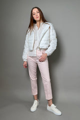 Peserico Cropped Cotton Pants with Pink Polka Dots - Ashia Mode