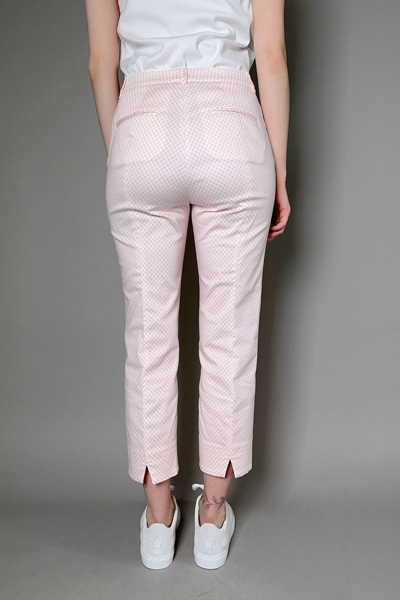 Peserico Cropped Cotton Pants with Pink Polka Dots - Ashia Mode