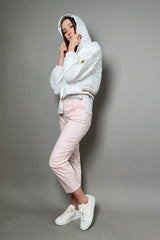 Peserico Cropped Cotton Pants with Pink Polka Dots - Ashia Mode