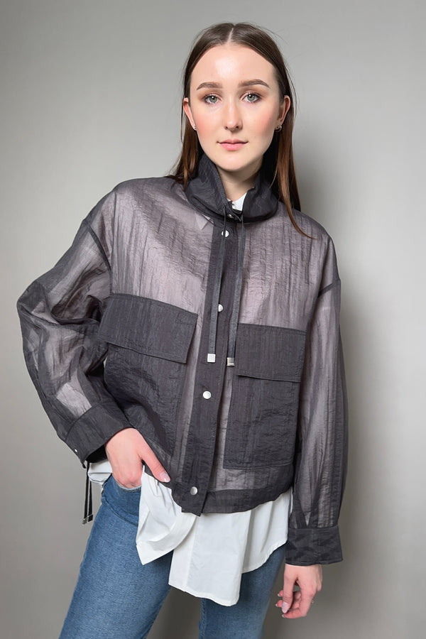 Peserico Transparent Organza Jacket in Slate - Ashia Mode