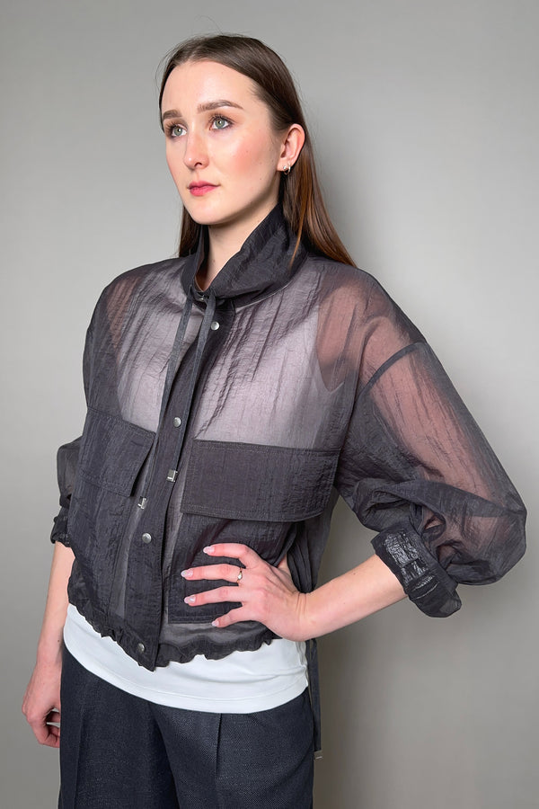Peserico Transparent Organza Jacket in Slate - Ashia Mode