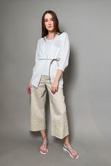 Peserico Knit Cotton Cardigan with Beaded Pocket in White - Ashia Mode