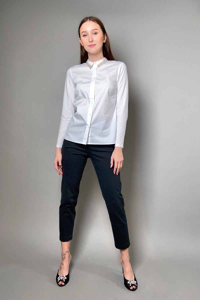 Peserico Cropped Denim Cigarette Pants in Black - Ashia Mode
