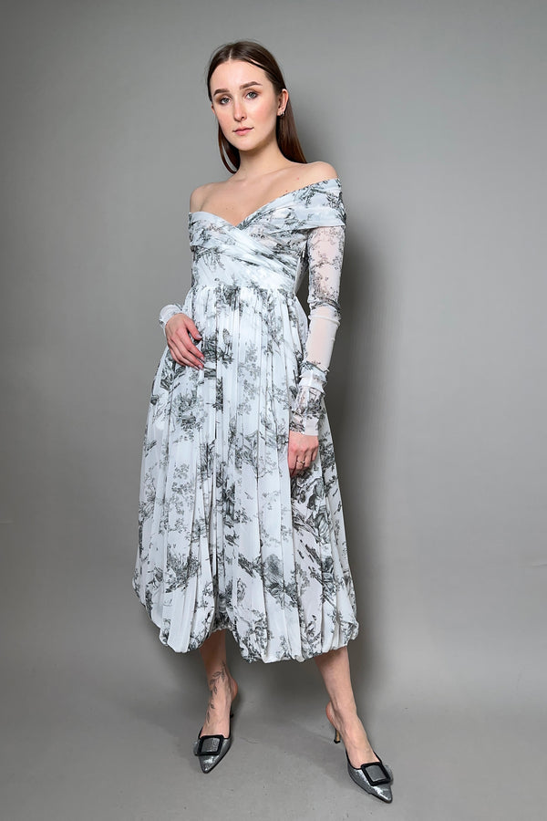 Philosophy di Lorenzo Serafini Tulle Dress with Black and White Toile de Jouy Print - Ashia Mode