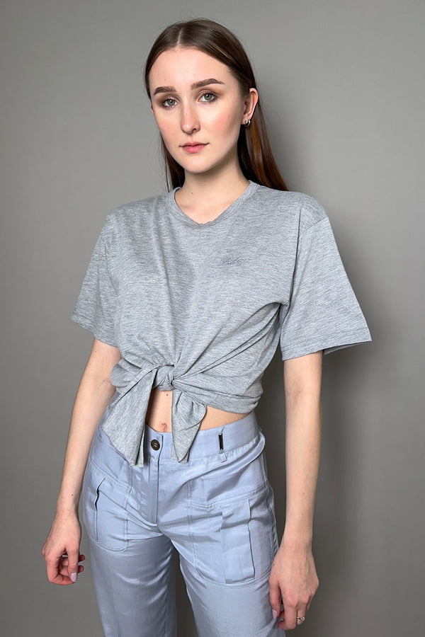 Philosophy di Lorenzo Serafini Front Tie T-Shirt in Heather Grey - Ashia Mode