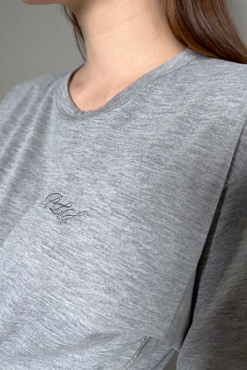 Philosophy di Lorenzo Serafini Front Tie T-Shirt in Heather Grey - Ashia Mode