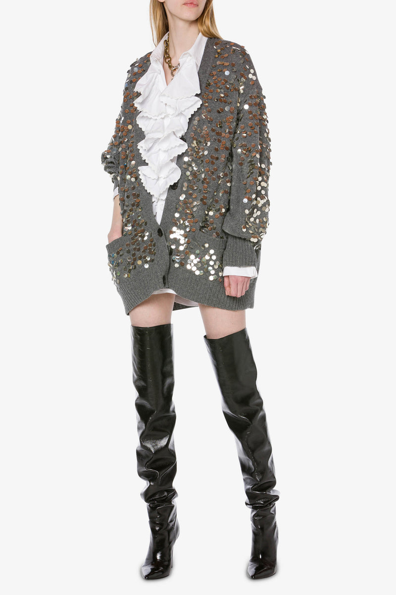 Philosophy di Lorenzo Serafini Wool Maxi Cardigan with Sequins - Ashia Mode