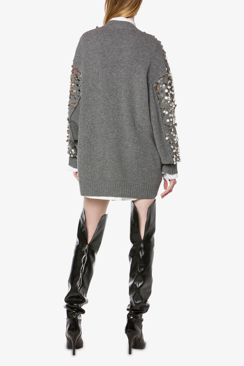 Philosophy di Lorenzo Serafini Wool Maxi Cardigan with Sequins - Ashia Mode