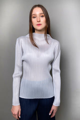 Pleats Please Basic Mockneck Shirt in Light Grey