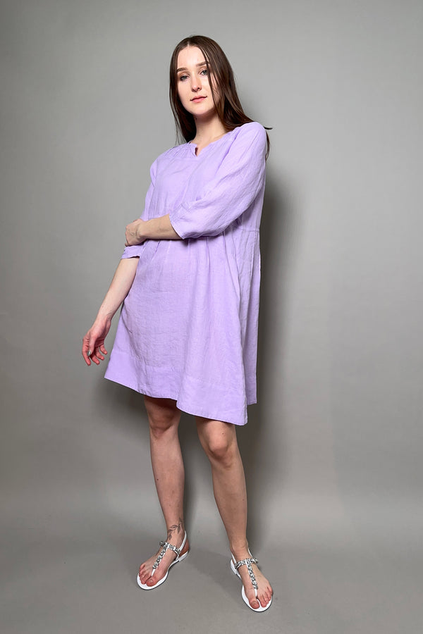 Rosso 35 Loose Fit Linen Dress in Lilac - Ashia Mode