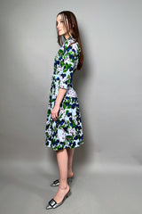 Samantha Sung Cotton Stretch Shirt Dress in Blue Cherry Blossom Print - Ashia Mode