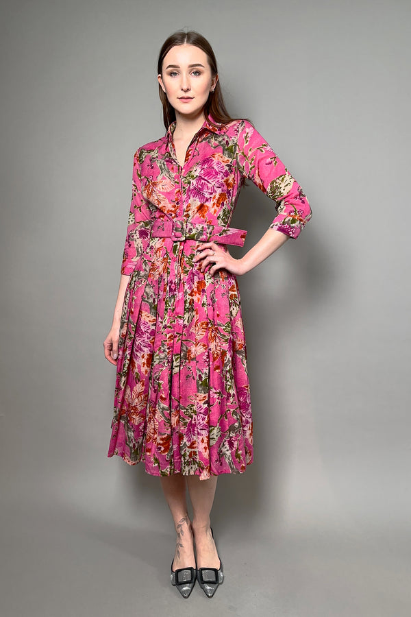 Samantha Sung Muslin "Audrey" Shirt Dress in Pink Fruit Toile - Ashia Mode